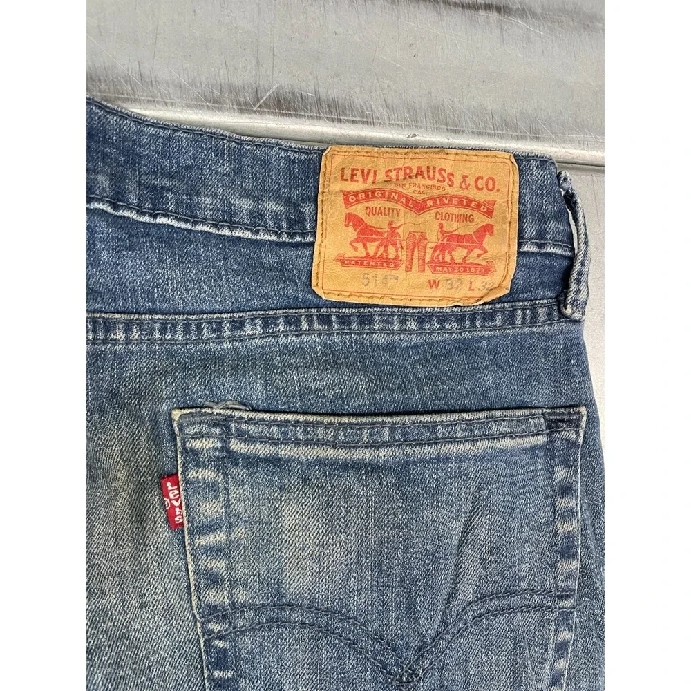 Levis 514 Slim Straight Jeans‎ Mens 31x32 Blue Medium Wash Denim Faded